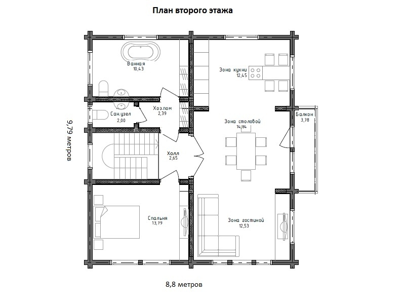 Планировка №2 - Брусовой дом в Пегелево