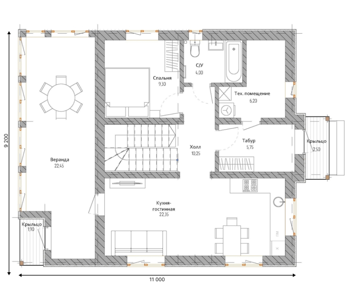 Планировка №1 - Комбинированный дом в посёлке Даймище