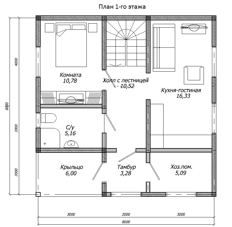 Планировка №1 - Брусовой дом в Стрельне Планировка №1 - Брусовой дом в Стрельне