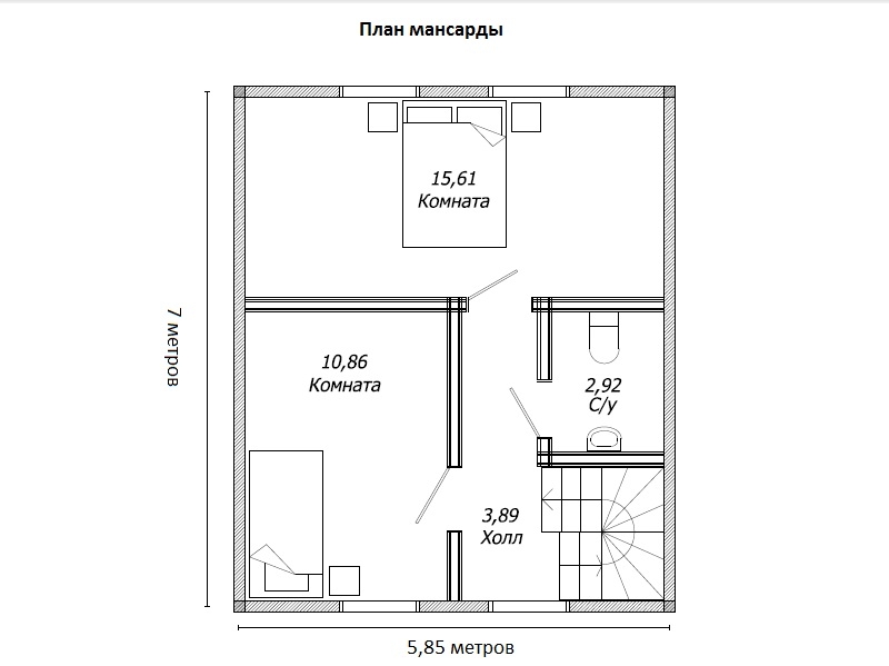 Планировка №2 - Брусовой дом в посёлке Новожилово