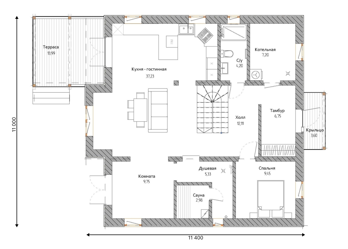 Планировка №1 - Комбинированный дом в посёлке Белоостров