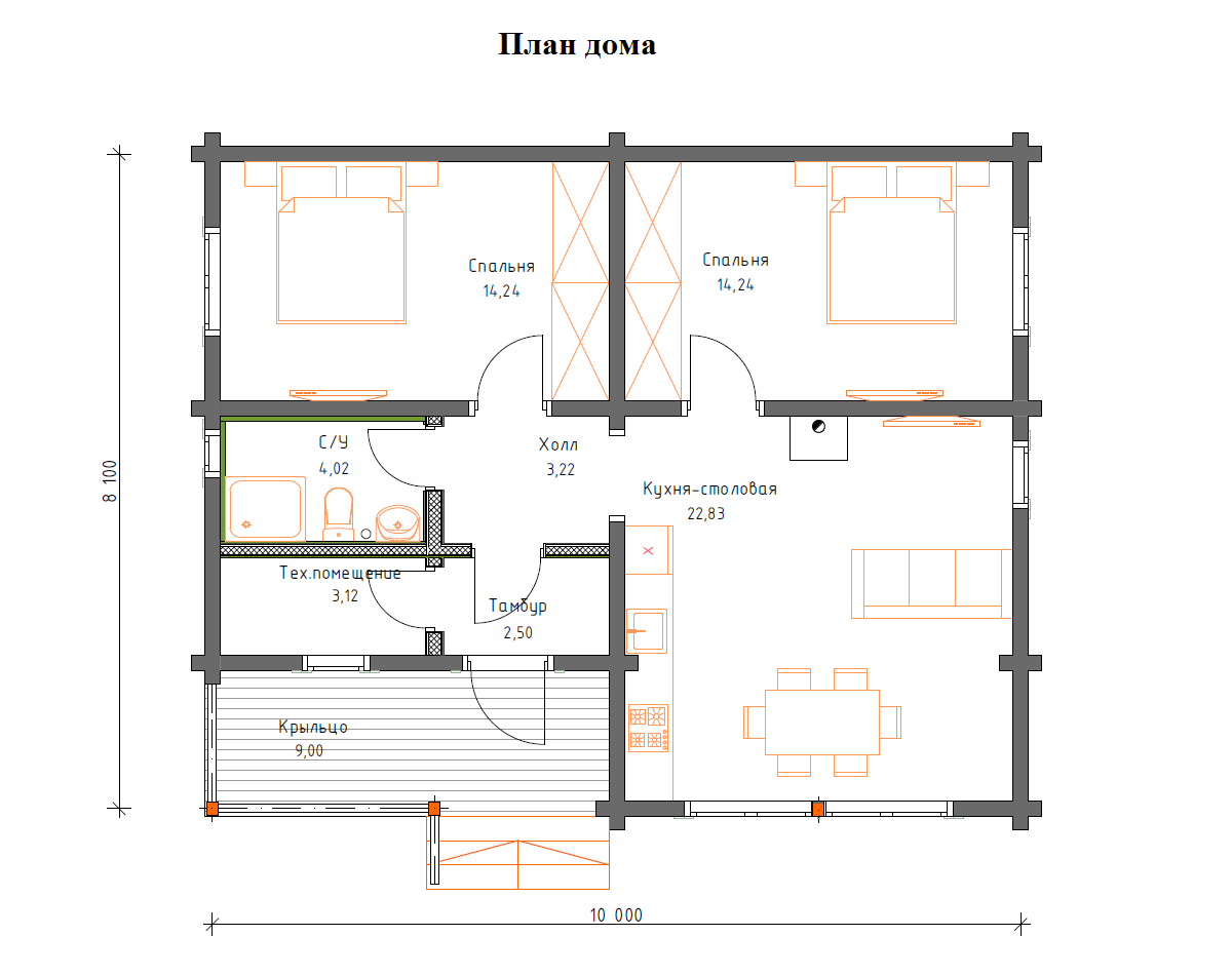 Планировка №1 - Дом из бруса в КП «Финский бриз» Планировка №1 - Дом из бруса в КП «Финский бриз»