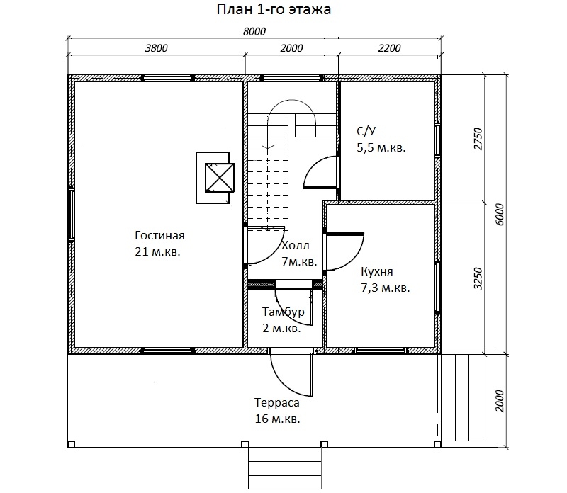 Планировка №1 - Брусовой дом в СНТ «Гелиос» Планировка №1 - Брусовой дом в СНТ «Гелиос»