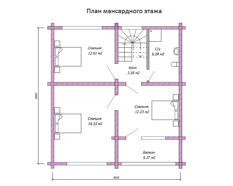 Планировка №2 - Дом из бруса 8х10 ДБ-116А Планировка №2 - Дом из бруса 8х10 ДБ-116А