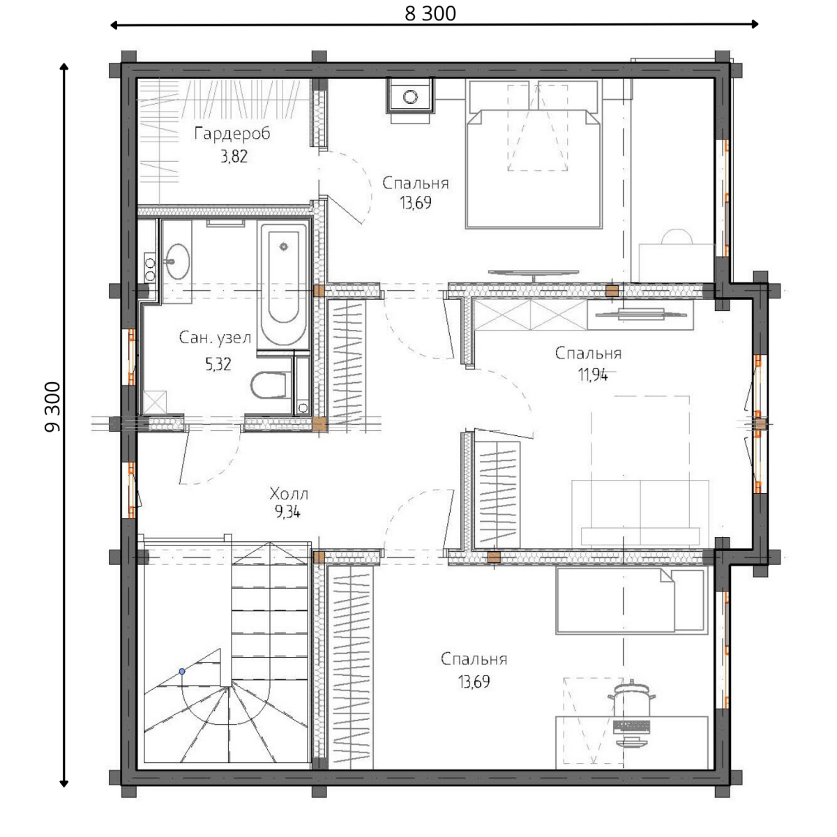 Планировка №2 - Комбинированный дом в КП Рублёвка