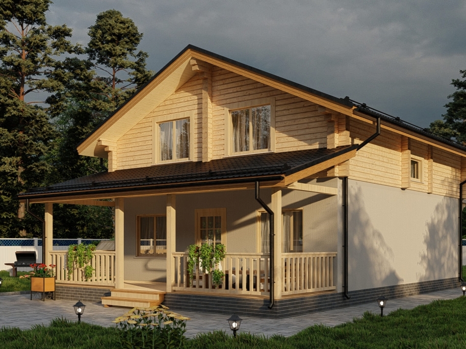 Комбинированный дом из бруса и газоблоков КД-04 Комбинированный дом из бруса и газоблоков КД-04