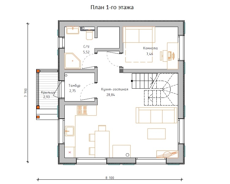 Планировка №1 - Комбинированный дом в Монделево