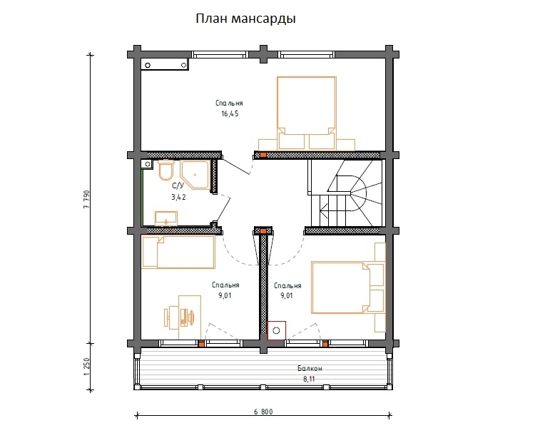 Планировка №2 - Комбинированный дом в Монделево