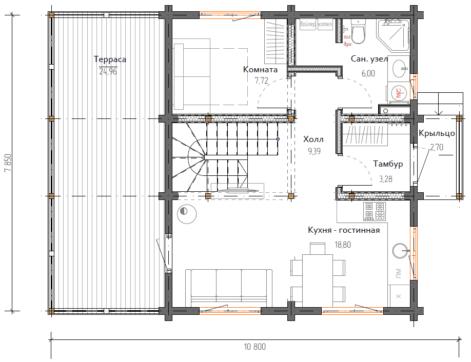 Планировка №1 - Дом из бруса в посёлке Куликово