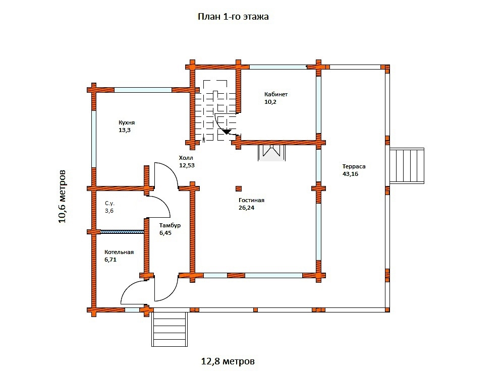 Планировка №1 - БРУСОВОЙ ДОМ В КП «ОРАНЖЕРЕЙКА» 2
