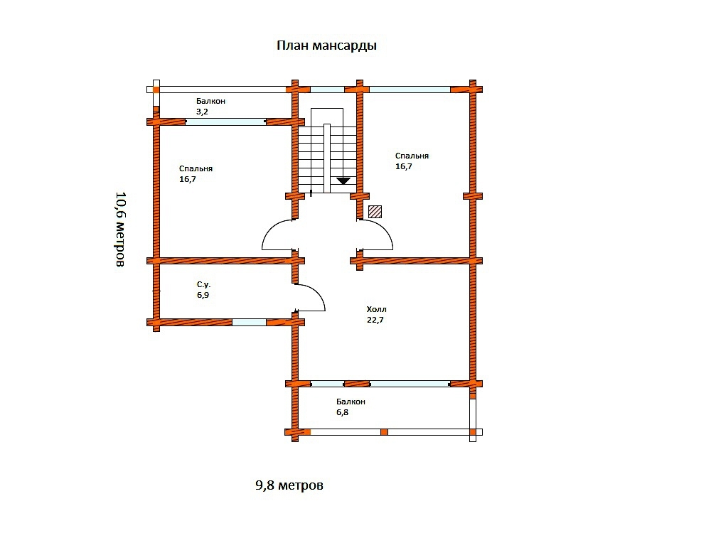 Планировка №2 - БРУСОВОЙ ДОМ В КП «ОРАНЖЕРЕЙКА» 2