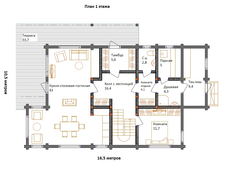 Планировка №1 - БРУСОВОЙ ДОМ В ОЗЕРКАХ Планировка №1 - БРУСОВОЙ ДОМ В ОЗЕРКАХ