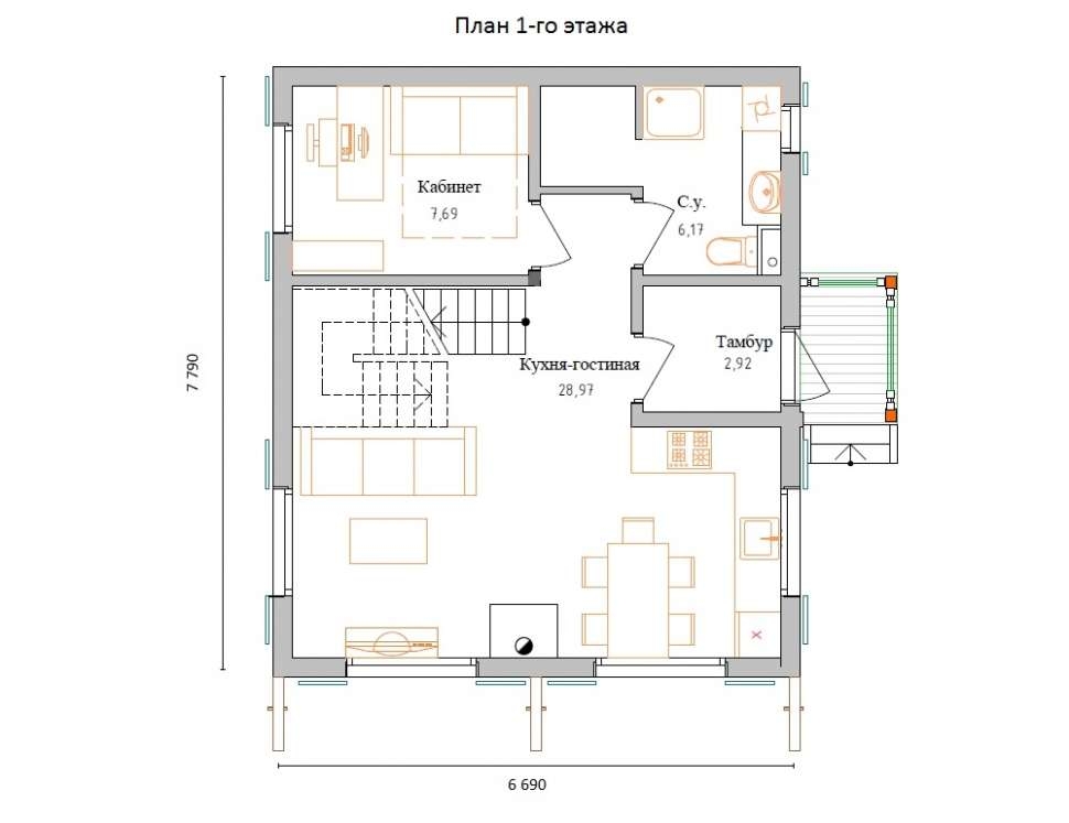 Планировка №1 - Дом Шале в Парголово