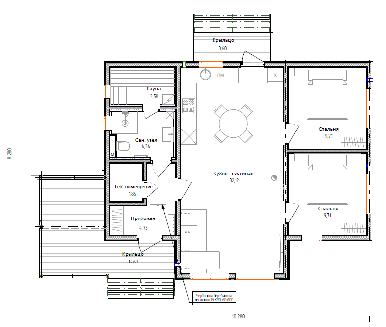 Планировка №1 - Каркасный дом в деревне Скворицы