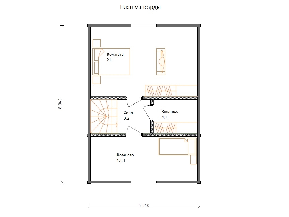 Планировка №1 - БРУСОВОЙ ДОМ В ПОСЕЛКЕ ОЗОРНОЙ РУЧЕЙ