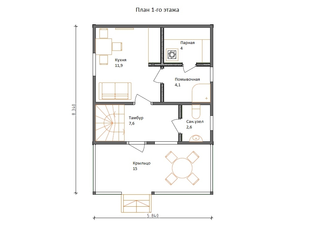 Планировка №2 - БРУСОВОЙ ДОМ В ПОСЕЛКЕ ОЗОРНОЙ РУЧЕЙ