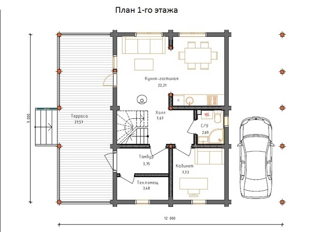 Планировка №1 - Дом из бруса в Ладоге