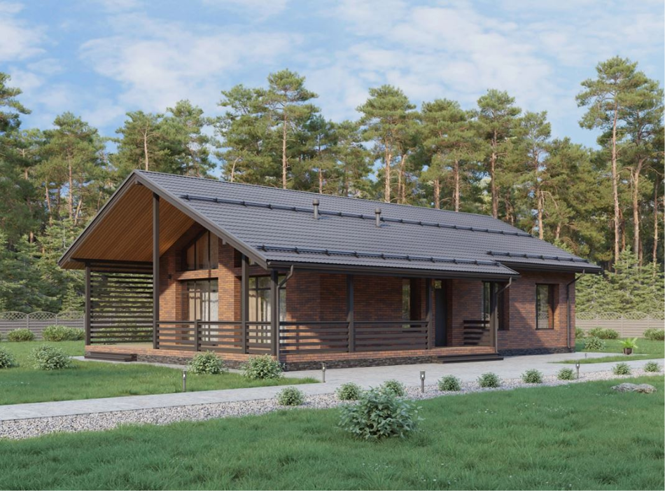 Одноэтажный дом из газобетона 12х18 Агалатово 