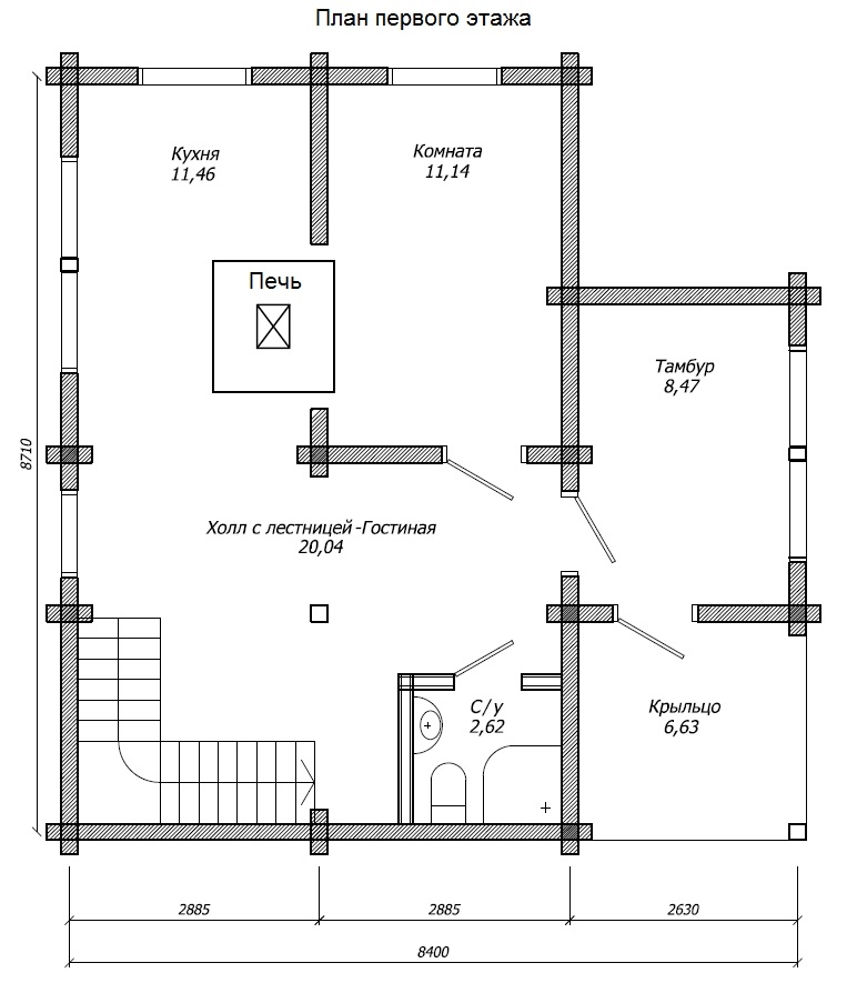 Планировка №1 - Брусовой дом в Кобыльем Городище