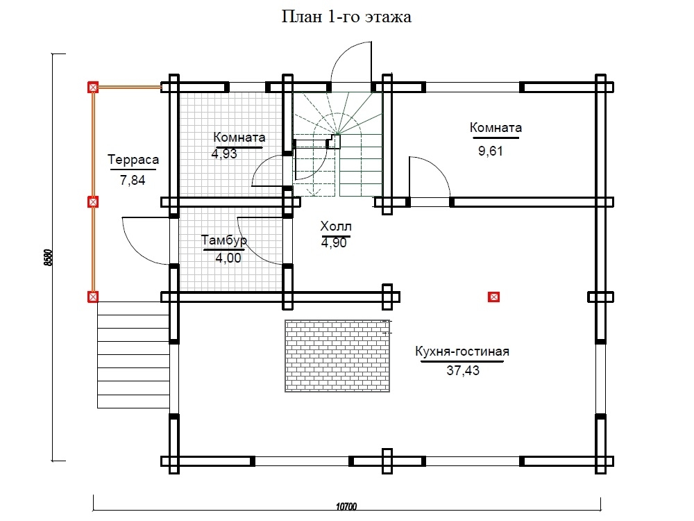 Планировка №1 - Брусовой дом  в Симагино