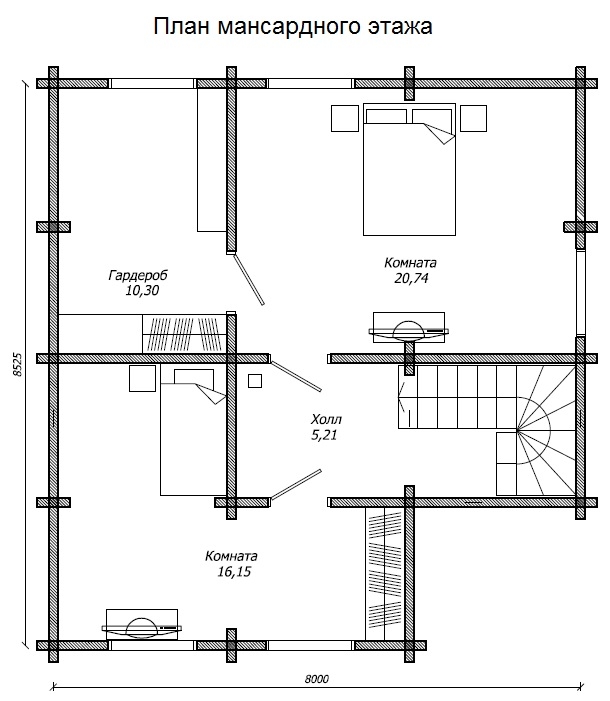 Планировка №2 - Брусовой дом в Введенском