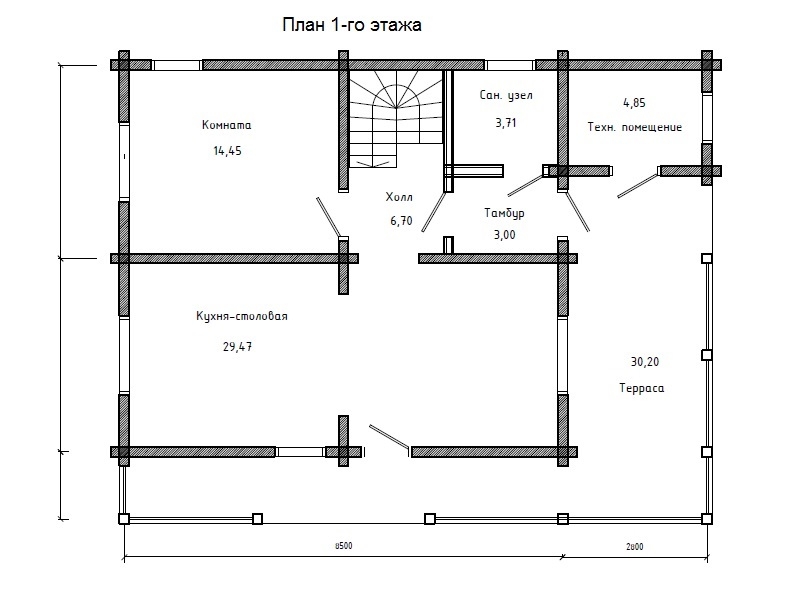 Планировка №1 - Брусовой дом в Громово