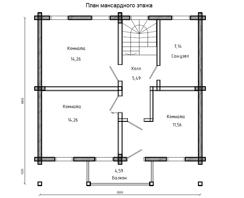 Планировка №2 - Брусовой дом в Громово