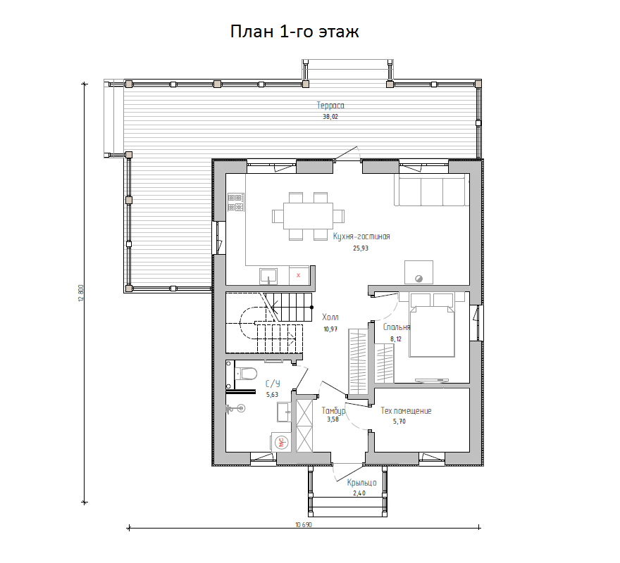Планировка №1 - Комбинированный дом в Рапполово Планировка №1 - Комбинированный дом в Рапполово