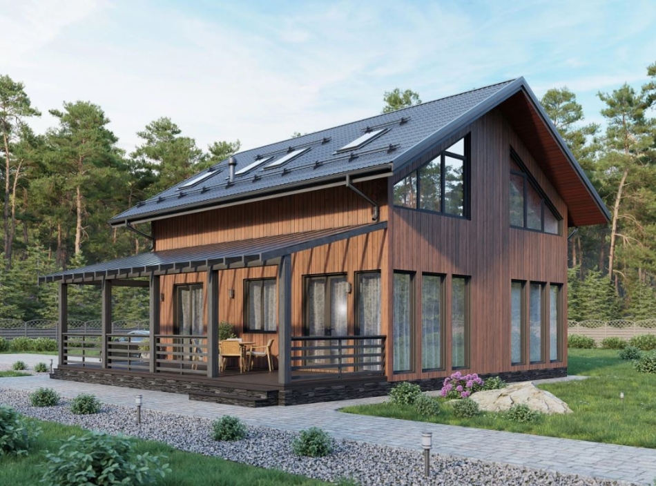 Каркасный двухэтажный дом Алые Паруса