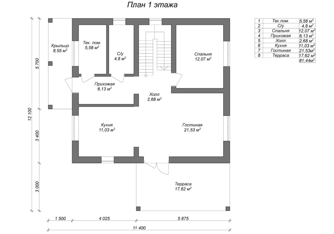 Планировка №1 - Двухэтажный дом из газобетона Левашово