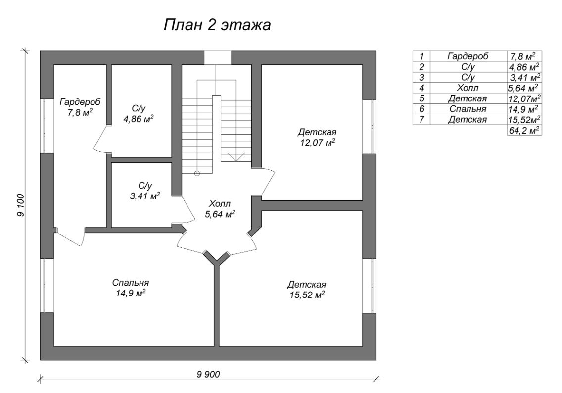 Планировка №2 - Двухэтажный дом из газобетона Левашово