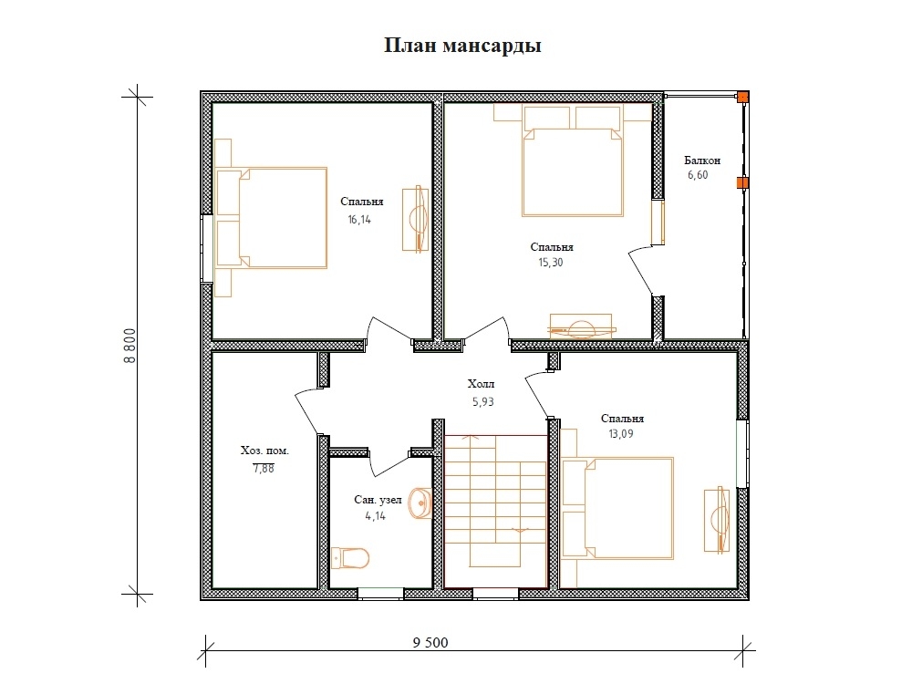 Планировка №2 - Каркасный дом в СНТ «Кировец» Планировка №2 - Каркасный дом в СНТ «Кировец»