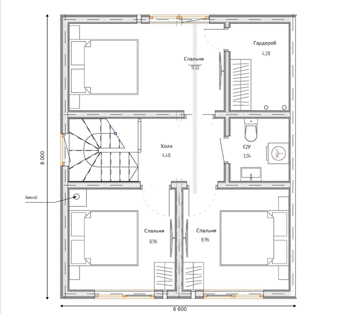 Планировка №2 - Двухэтажный каркасный дом КД-7К