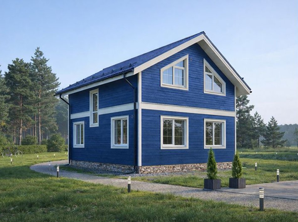 Двухэтажный каркасный дом КД-7К под ключ в СПб