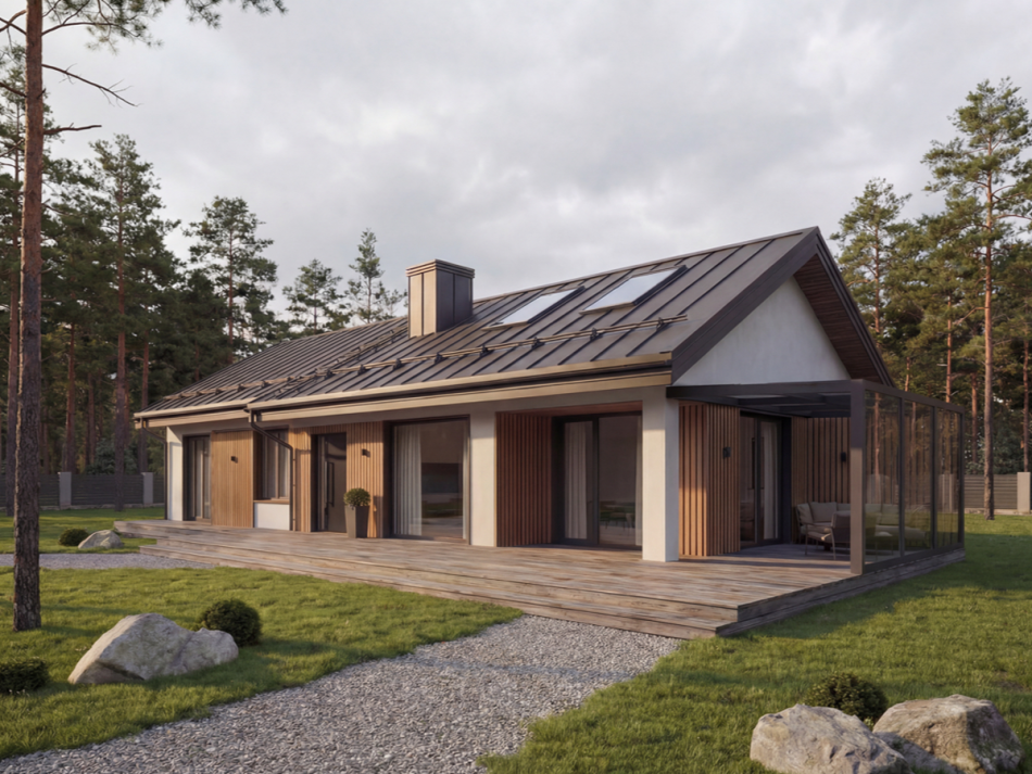 Одноэтажный дом из газобетона Мико - 5  под ключ в СПб