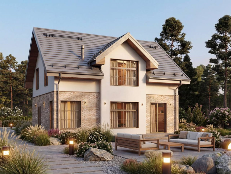 Двухэтажный дом из газобетона Брик под ключ в СПб Двухэтажный дом из газобетона Брик под ключ в СПб