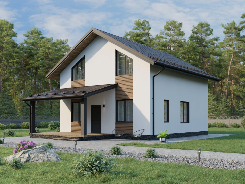 Двухэтажный дом из газобетона Победа Хутор под ключ в СПб Двухэтажный дом из газобетона Победа Хутор под ключ в СПб