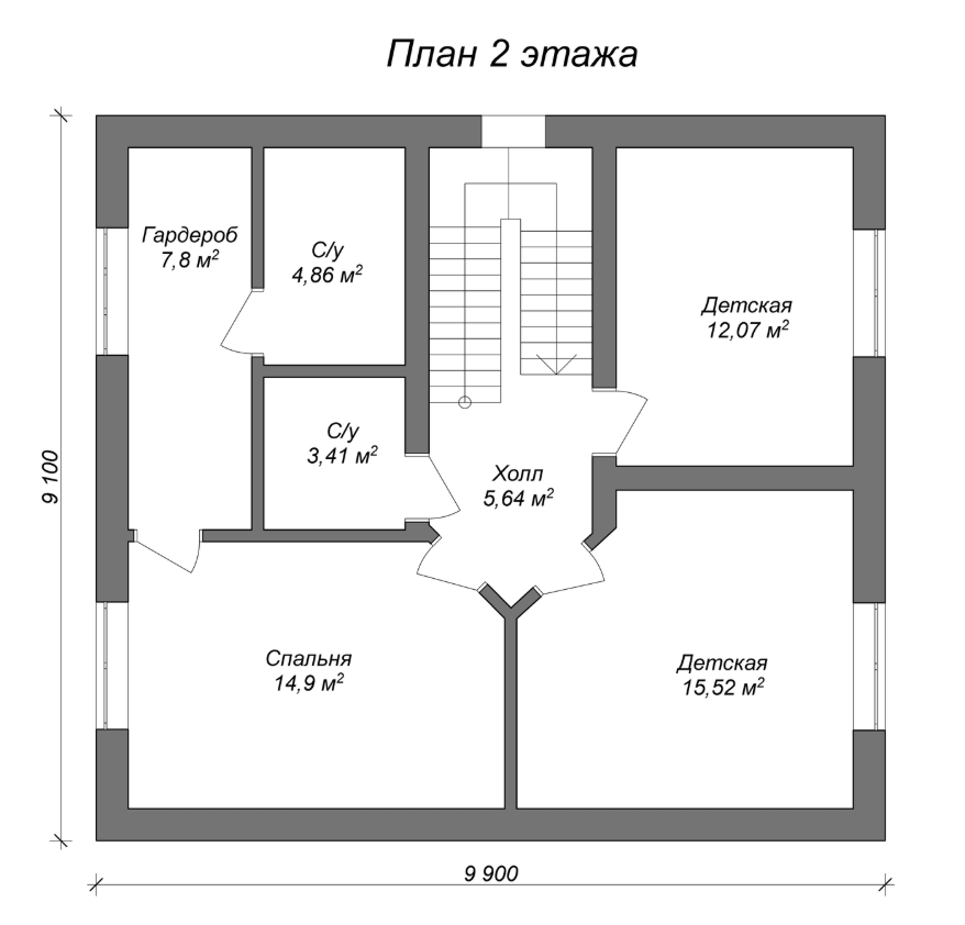 Планировка №2 - Двухэтажный дом из газобетона Победа Хутор Планировка №2 - Двухэтажный дом из газобетона Победа Хутор