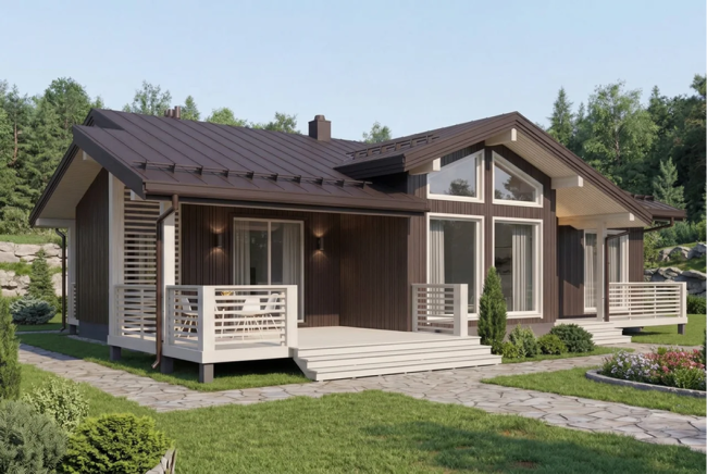 Одноэтажный каркасный дом К-71