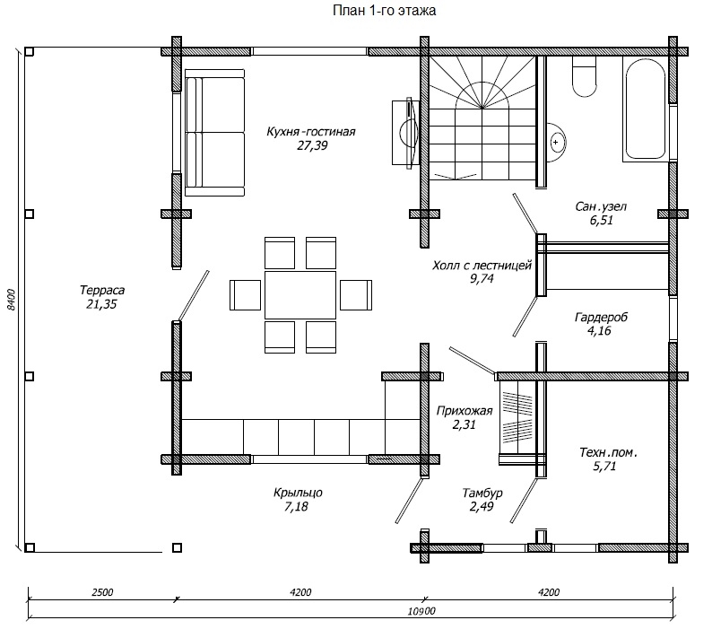 Планировка №1 - Брусовой дом в СНТ «Невский завод» Планировка №1 - Брусовой дом в СНТ «Невский завод»