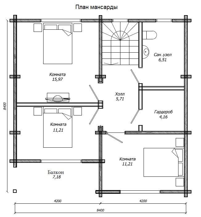 Планировка №2 - Брусовой дом в СНТ «Невский завод» Планировка №2 - Брусовой дом в СНТ «Невский завод»