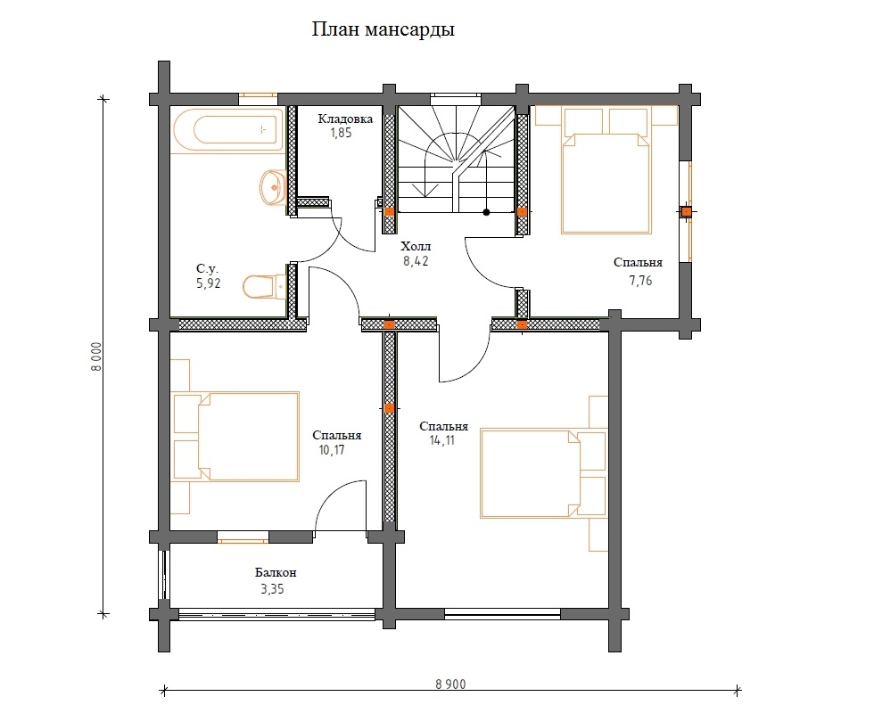 Планировка №2 - Брусовой дом-3 в Орехово