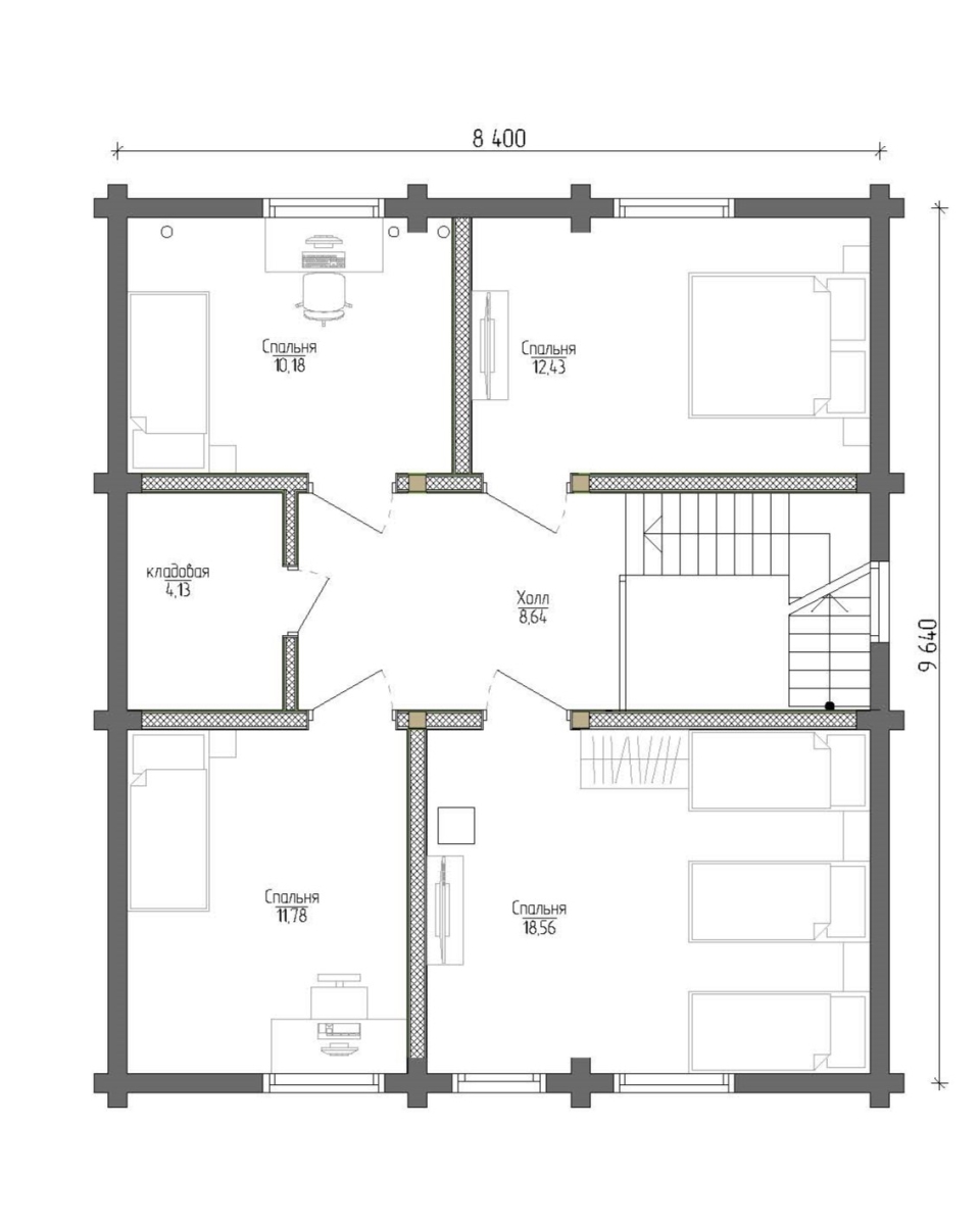 Планировка №2 - Дом из бруса 9х9 ДБ-89