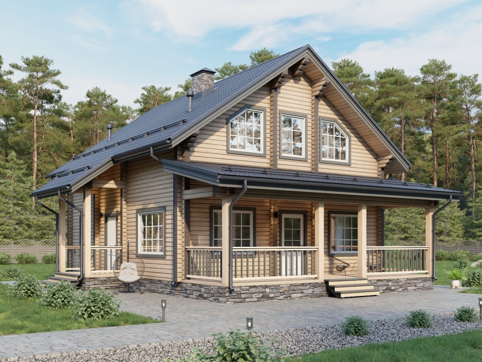 Дом из бруса 9х9 ДБ-89 под ключ в СПб