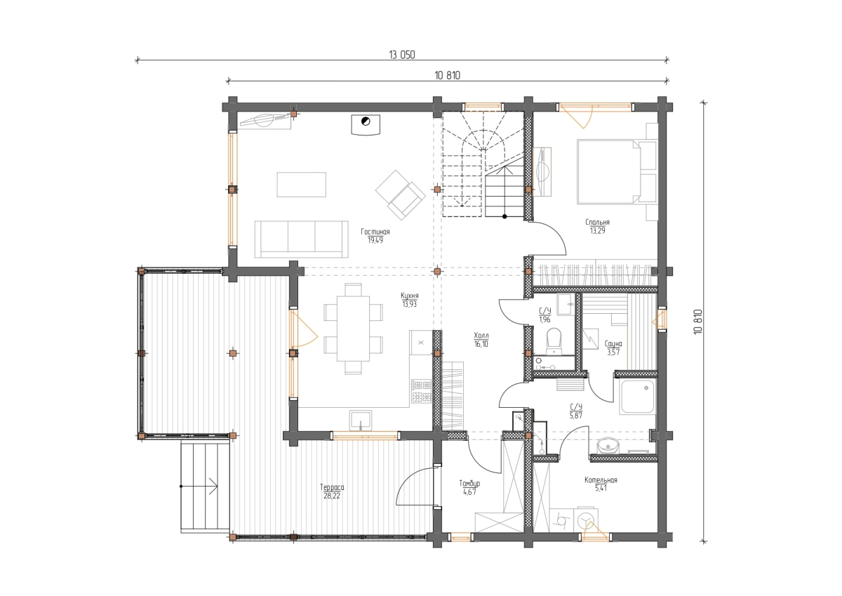 Планировка №1 - Дом из бруса в пос.Шапки