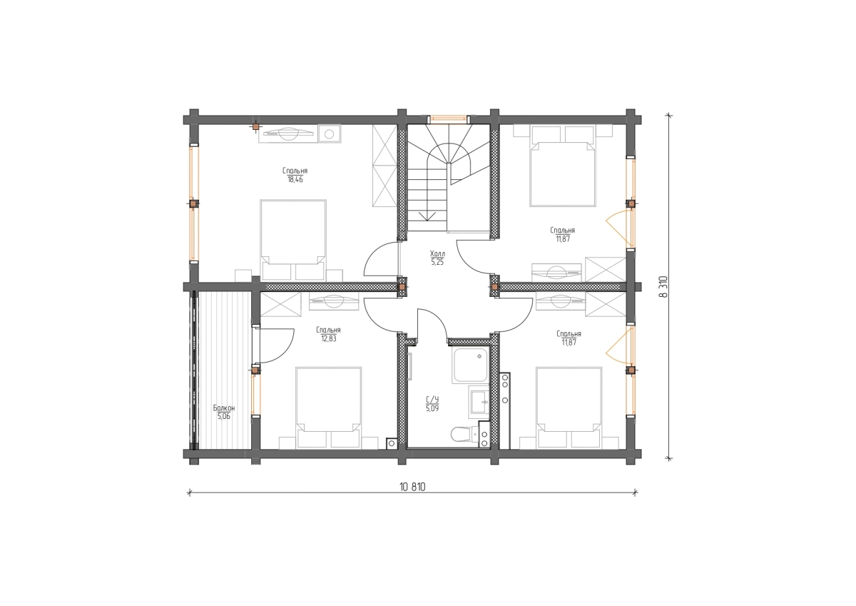 Планировка №2 - Дом из бруса в пос.Шапки