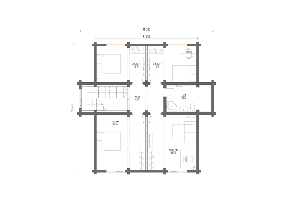 Планировка №2 - Дом из бруса в городе Всеволожск