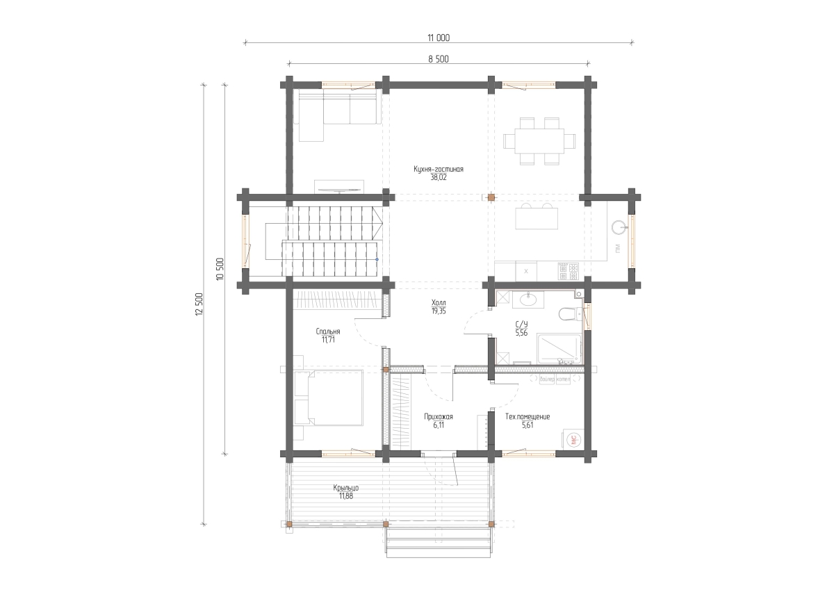 Планировка №1 - Дом из бруса в городе Всеволожск