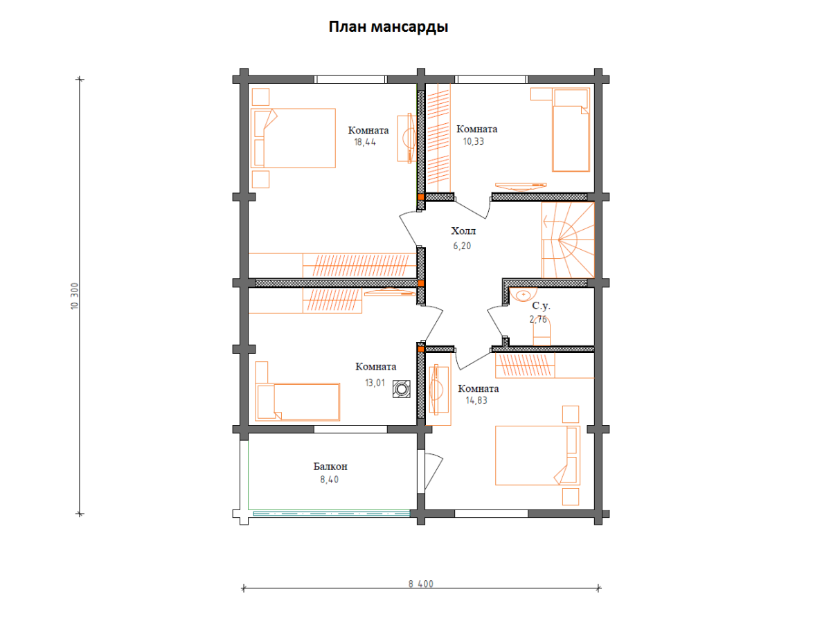 Планировка №2 - Брусовой дом в СНТ «Медведь» Планировка №2 - Брусовой дом в СНТ «Медведь»