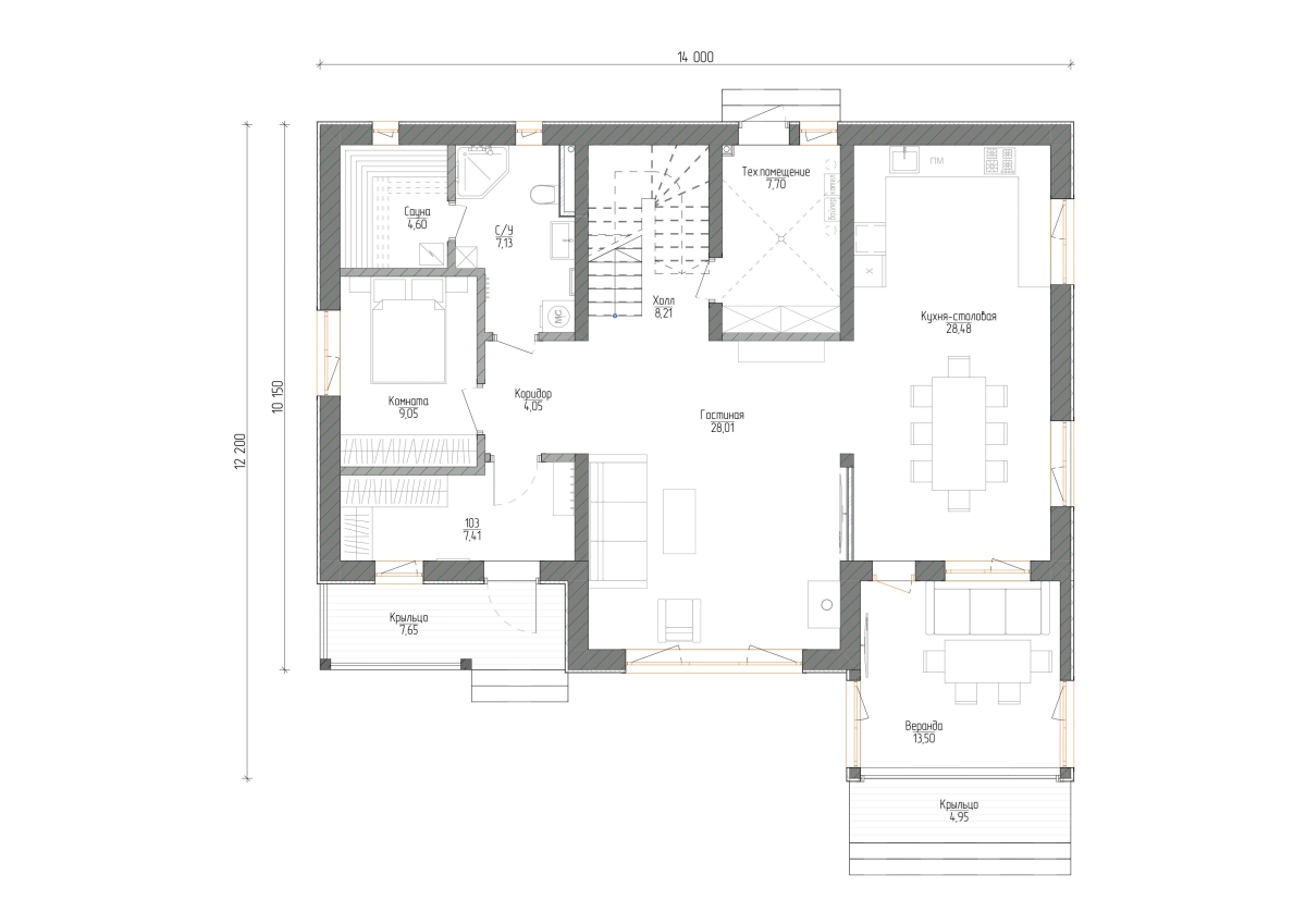 Планировка №1 - Комбинированный дом в городе Дмитров